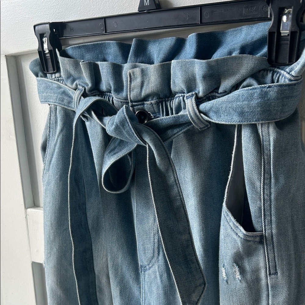 NWT, Aerie Light Blue Women's Jeans, Medium, Cinch Waist, Tie Belt, Soft